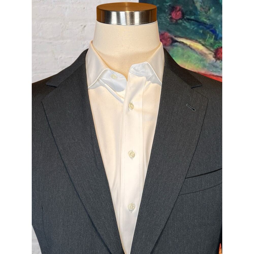 Jos A Bank Signature 42R Solid Charcoal Gray Twill Blazer Sport Coat Suit Jacket - Picture 4 of 15